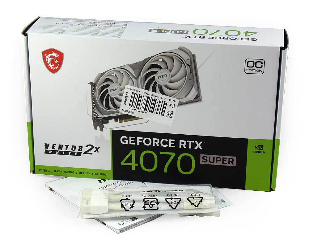 MSI RTX 4070 SUPER 12G VENTUS 2X WHITE OC; balení