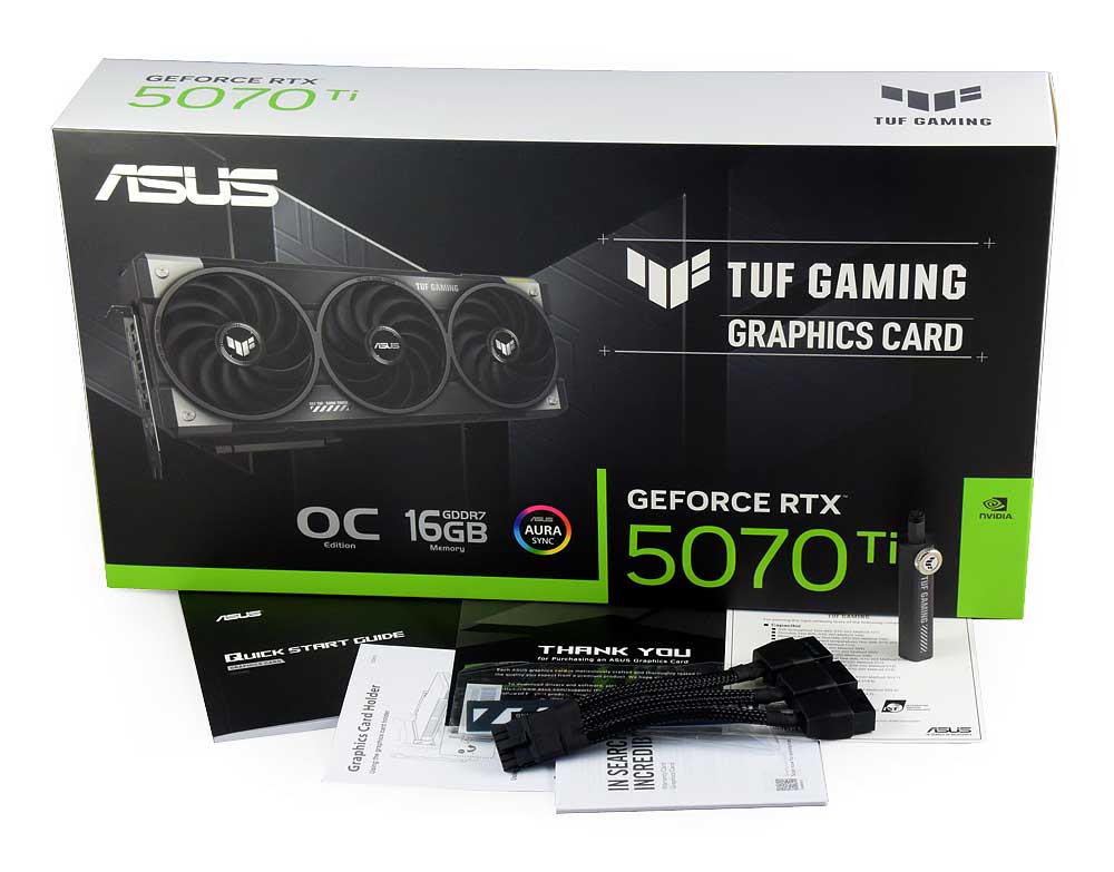 Pro zvětšení klikni Asus TUF RTX 5070 Ti O16G Gaming; balení