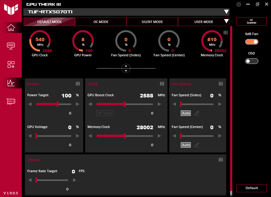 GPU Tweak III; Default mode