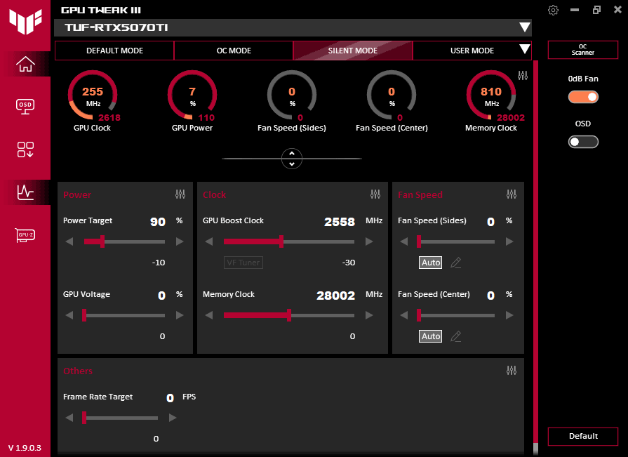 GPU Tweak III; Silent mode
