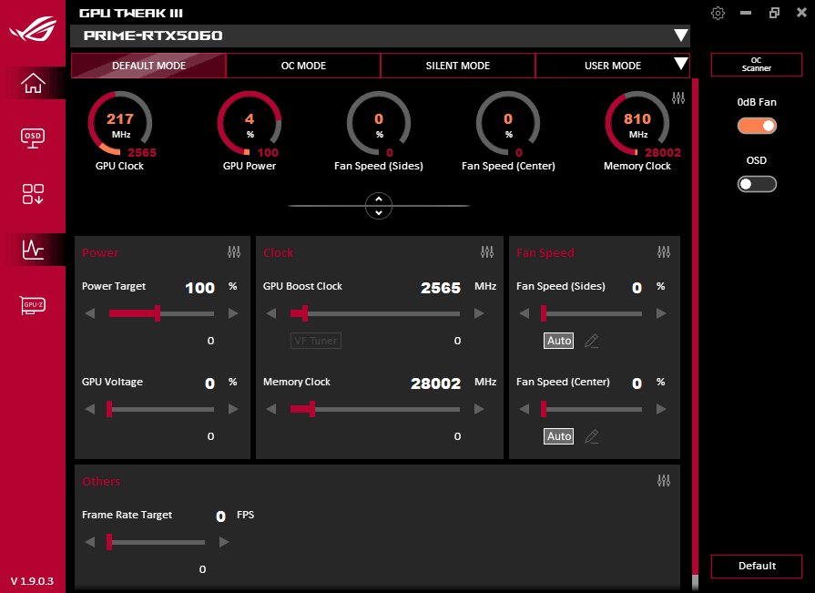 GPU Tweak III; Default mode