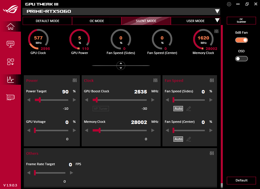 GPU Tweak III; Silent mode
