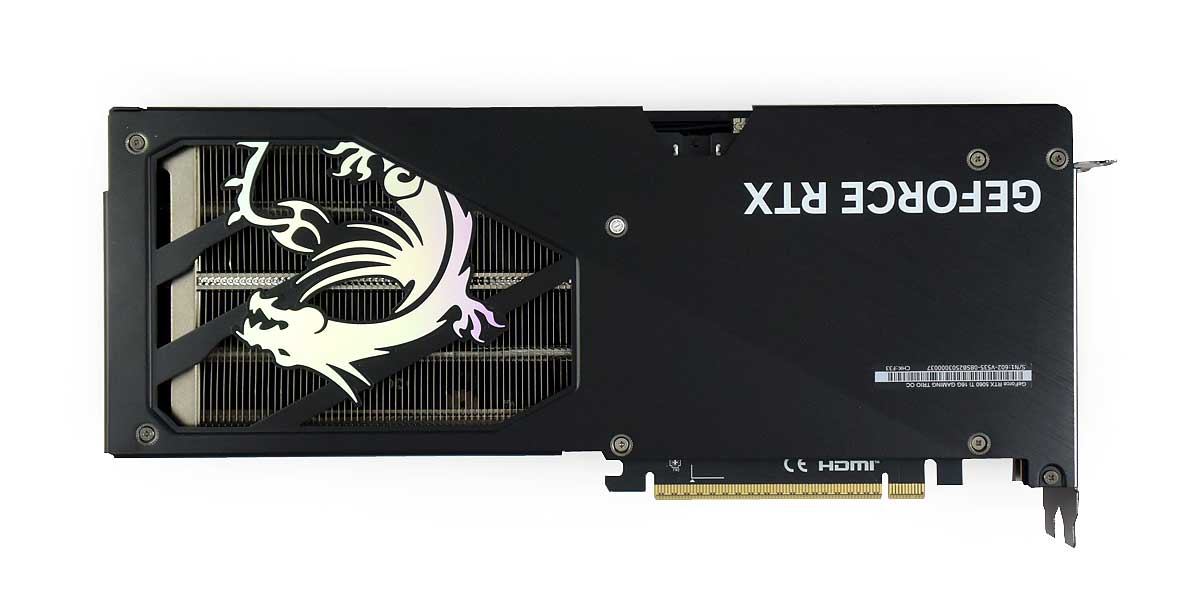 Pro zvětšení klikni MSI RTX 5060 Ti 16G GAMING TRIO OC; zadní strana