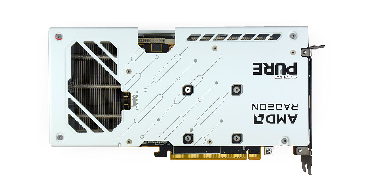 Pro zvětšení klikni Sapphire PURE RX 9060 XT Gaming OC 16G; zadní strana