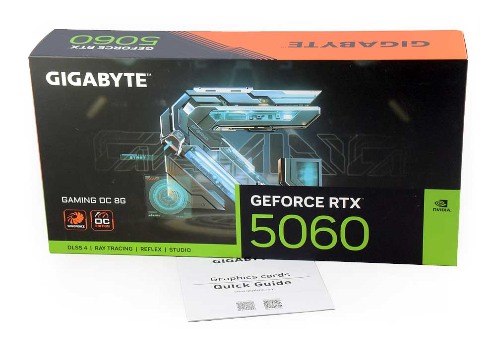 Pro zvětšení klikni Gigabyte RTX 5060 GAMING OC 8G; balení