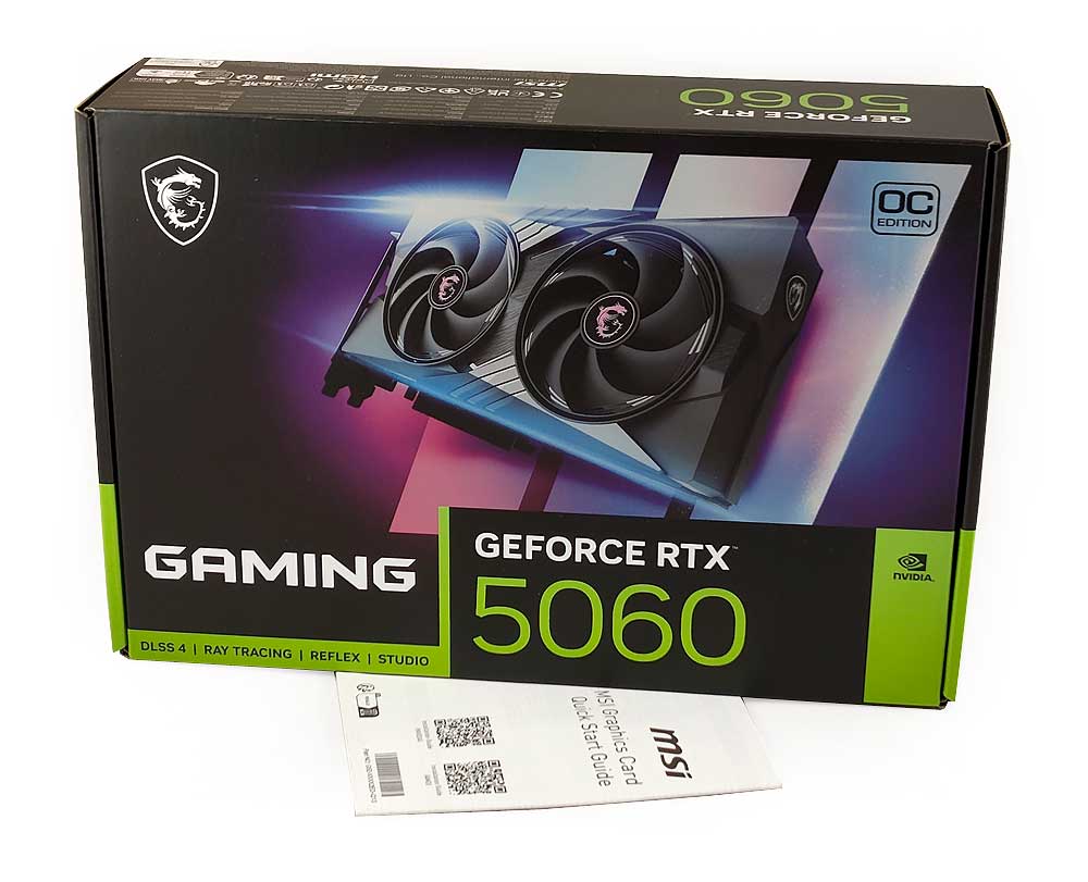 Pro zvětšení klikni MSI RTX 5060 8G GAMING OC; balení