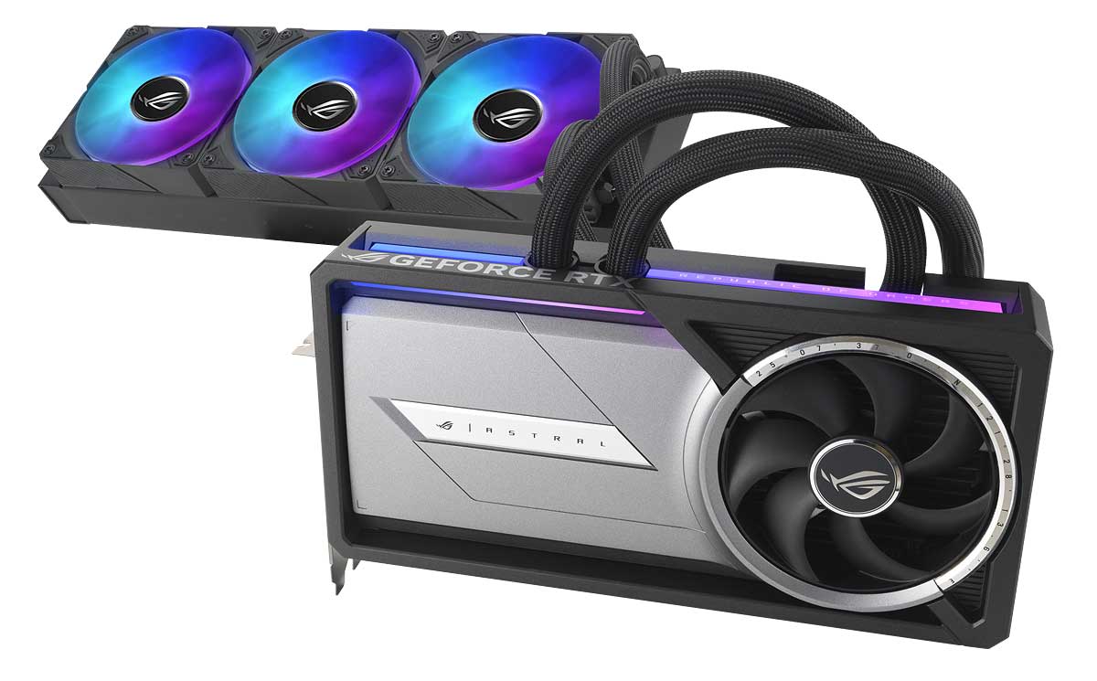 Pro zvětšení klikni Asus ASTRAL LC RTX 5090 O32G Gaming; celkový pohled