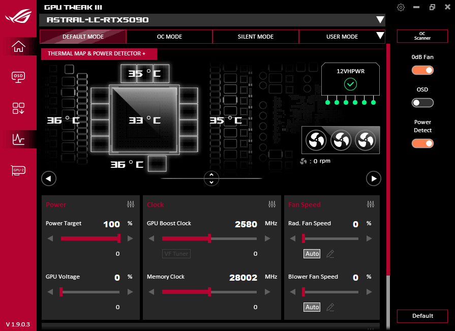 GPU Tweak III; Default mode