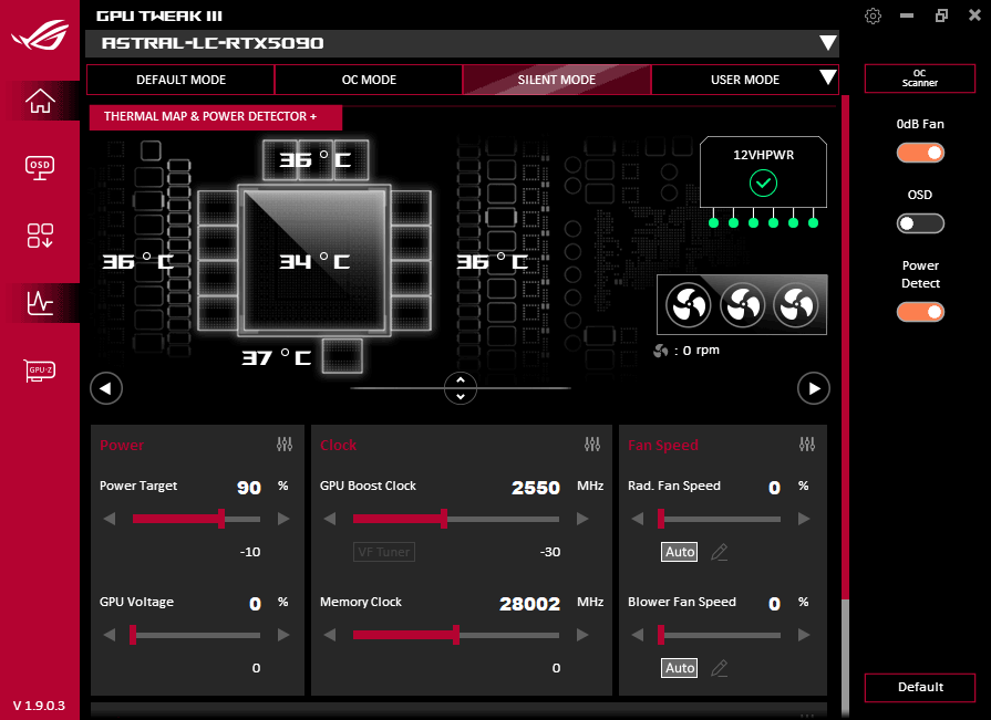 GPU Tweak III; Silent mode