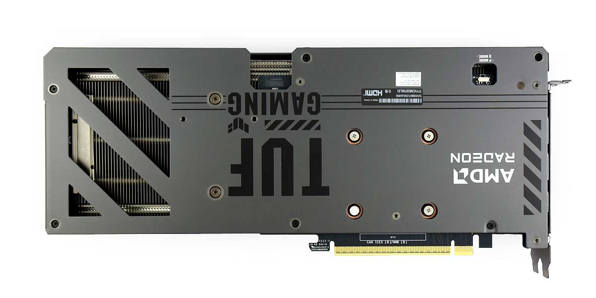 Asus TUF RX 9060 XT O16G Gaming; zadní strana