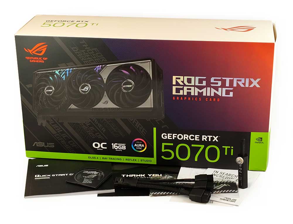 Asus STRIX RTX 5070 Ti O16G Gaming; balení