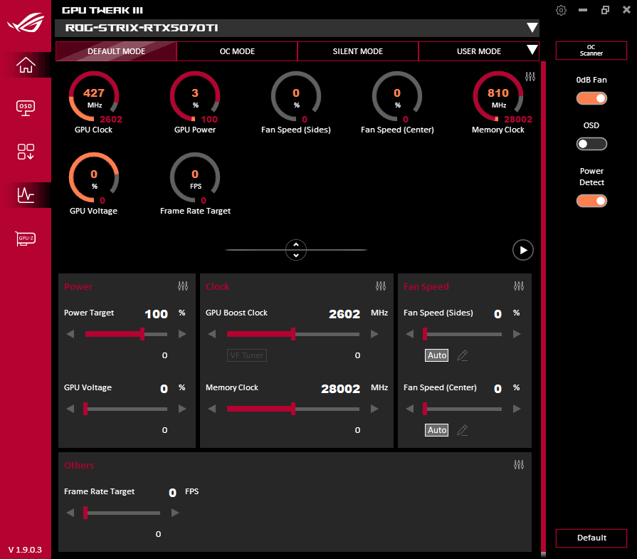 GPU Tweak III; Default mode