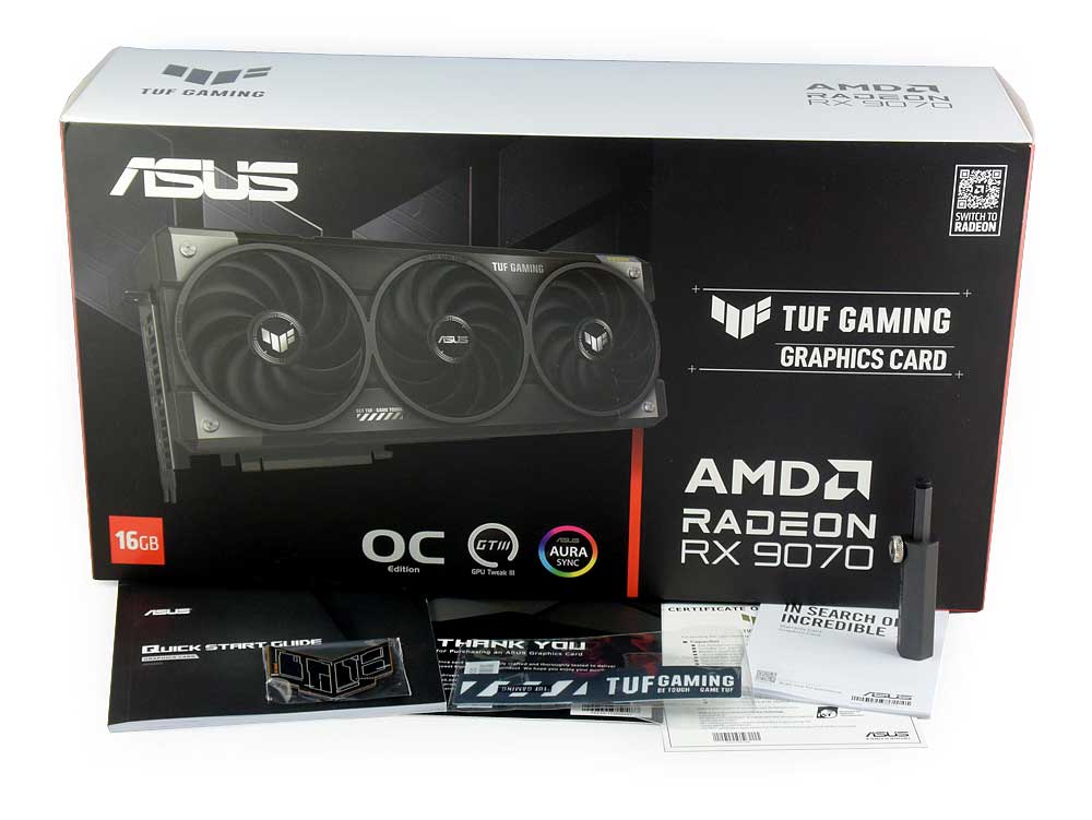 Asus TUF RX 9070 O16G Gaming; balení