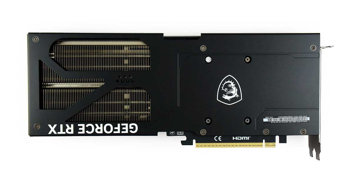 Pro zvětšení klikni MSI RTX 5080 16G VENTUS 3X OC PLUS; zadní strana