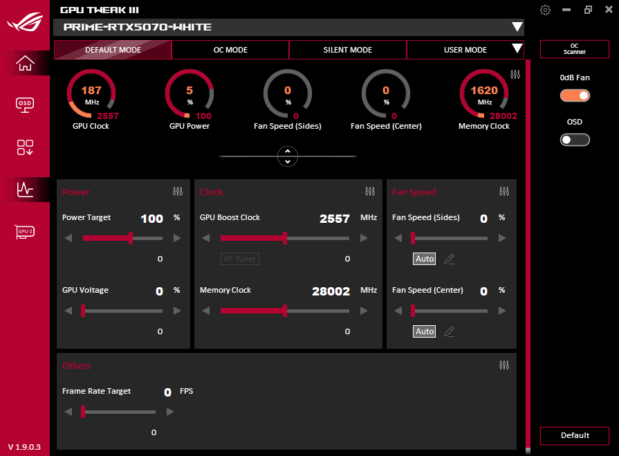 GPU Tweak III; Default mode