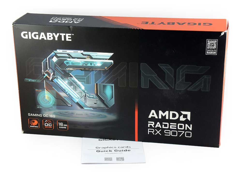 Pro zvětšení klikni Gigabyte RX 9070 GAMING OC 16G; balení