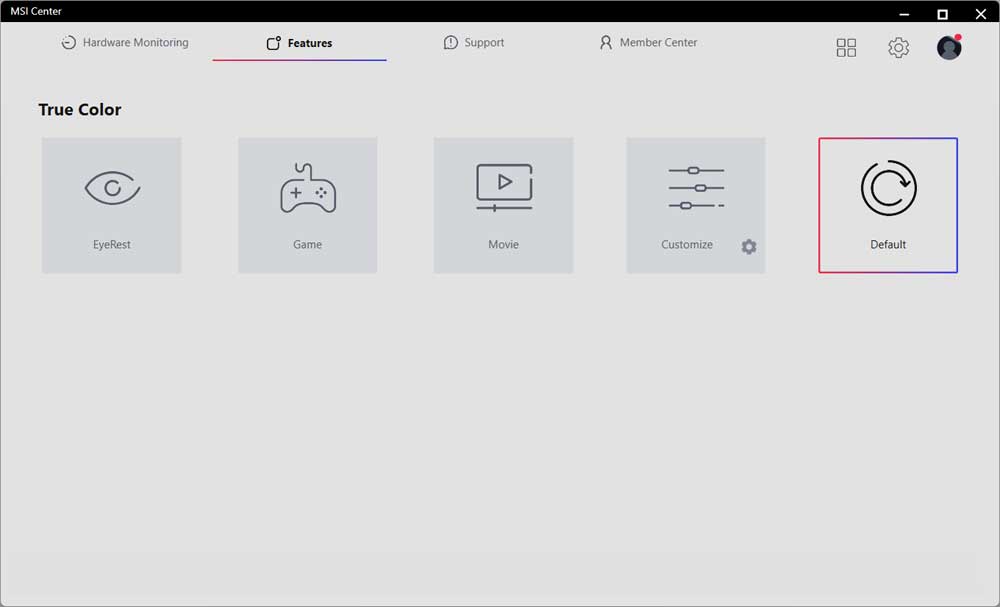 MSI Center; True Color