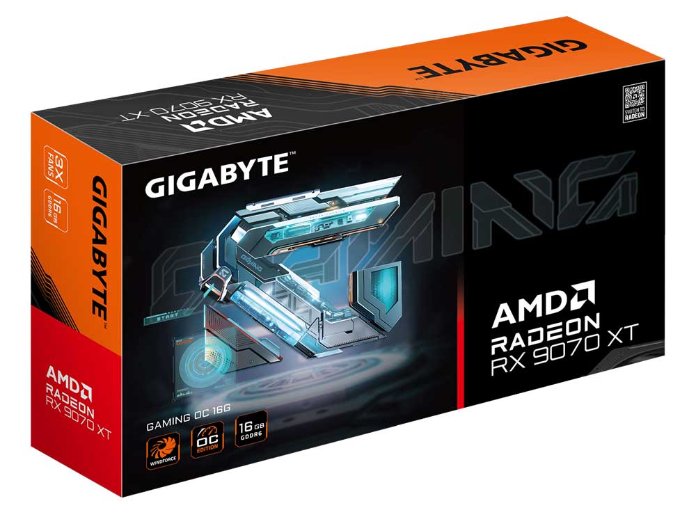 Pro zvětšení klikni Gigabyte RX 9070 XT GAMING OC 16G; balení