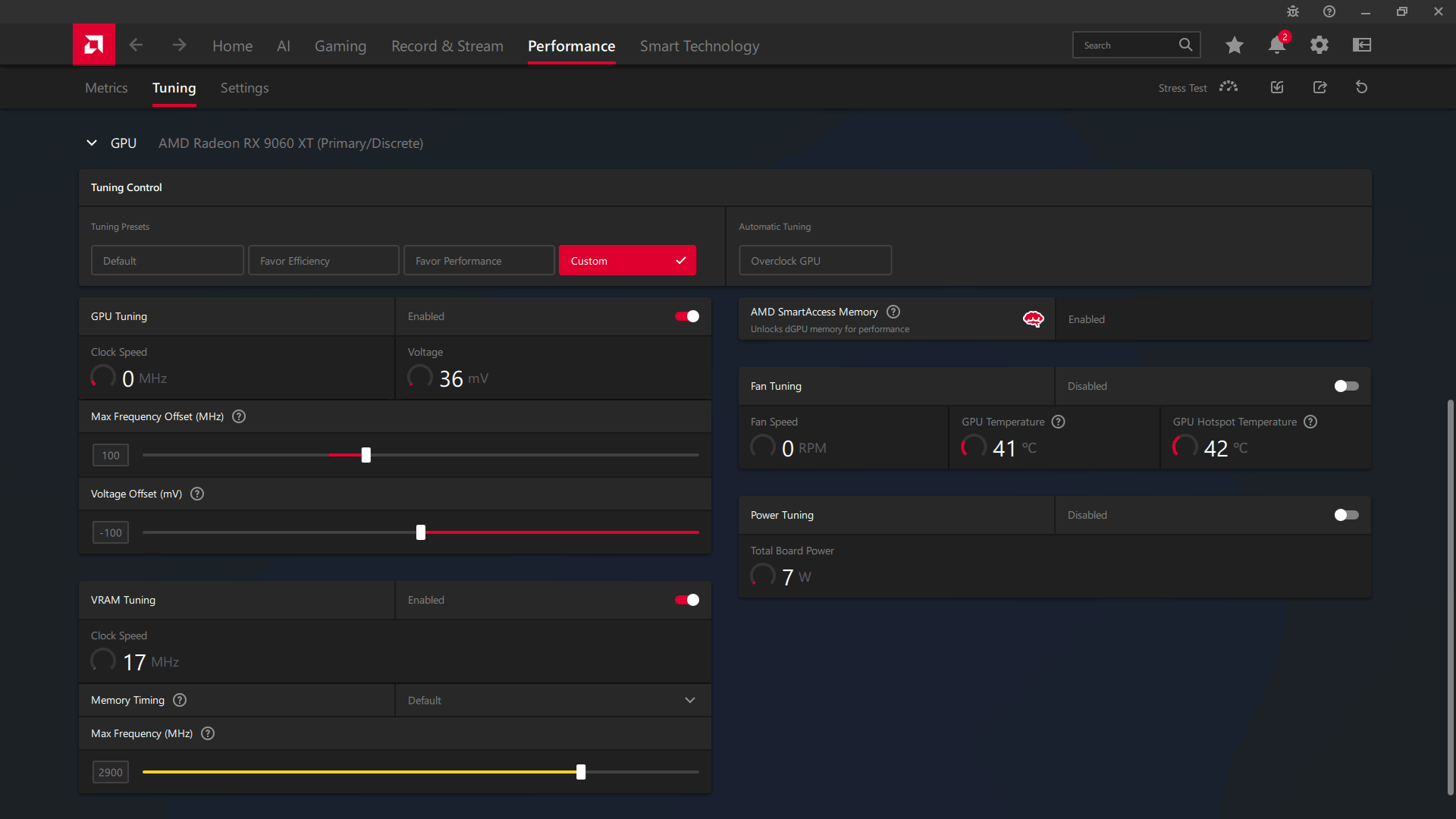 ASRock RX 9060 XT Challenger 16G OC; ASAE přetaktování