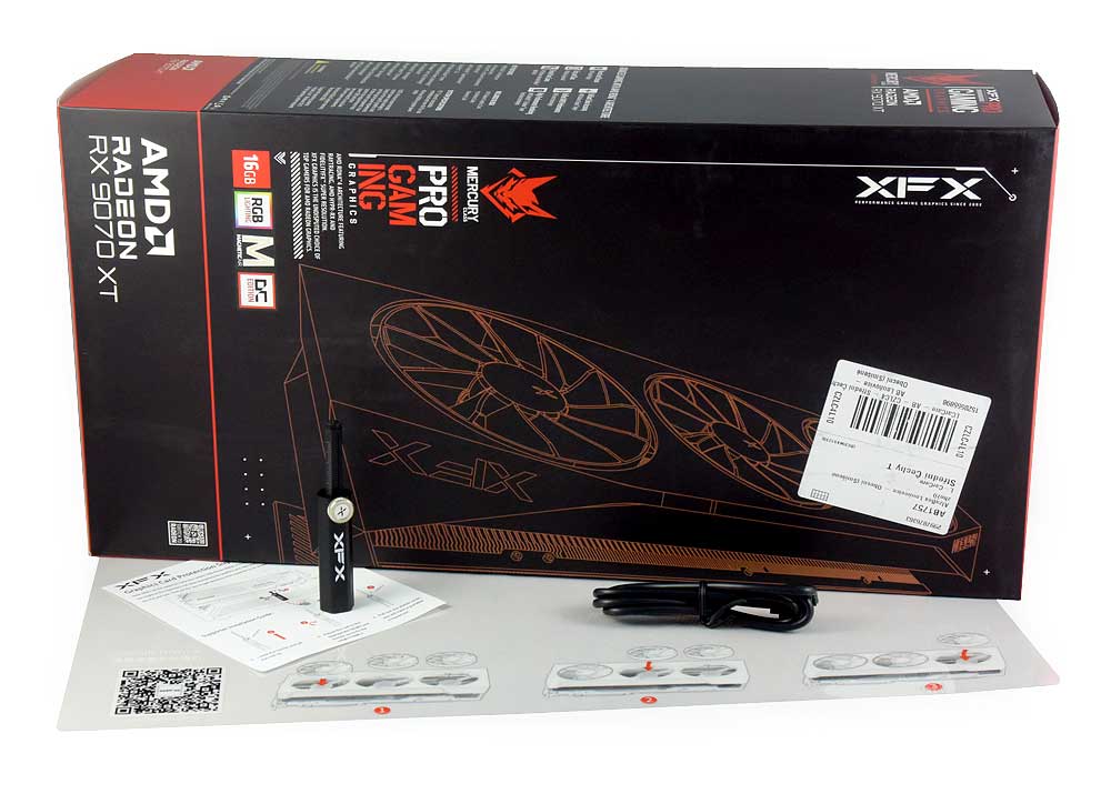 Pro zvětšení klikni XFX Mercury RX 9070 XT OC Magnetic Air 16G; balení