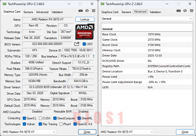Pro zvětšení klikni XFX Mercury RX 9070 XT OC Magnetic Air 16G GPUZ