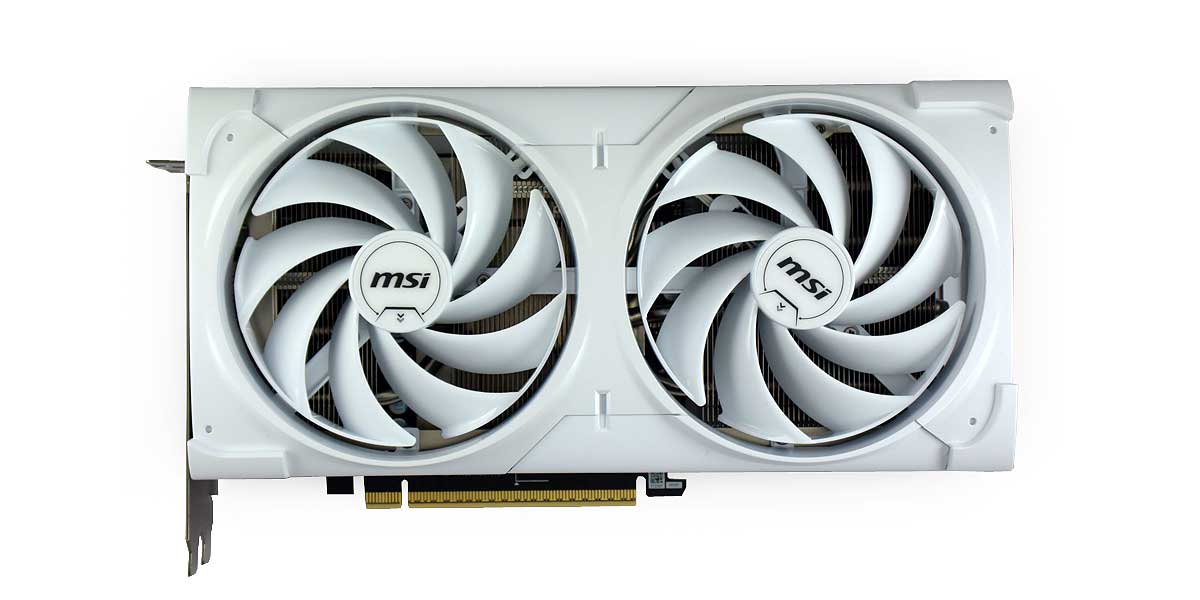 Pro zvětšení klikni MSI RTX 5070 12G VENTUS 2X OC WHITE; čelní strana