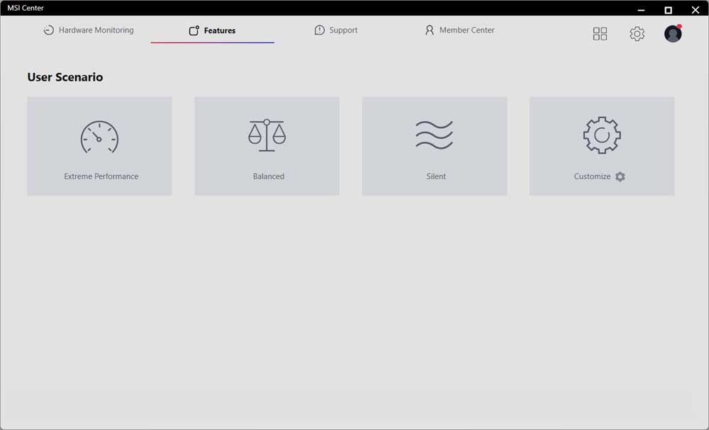 MSI Center; User Scenario