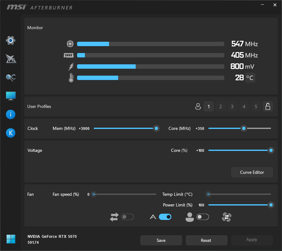 MSI RTX 5070 12G VENTUS 2X OC WHITE; přetaktování