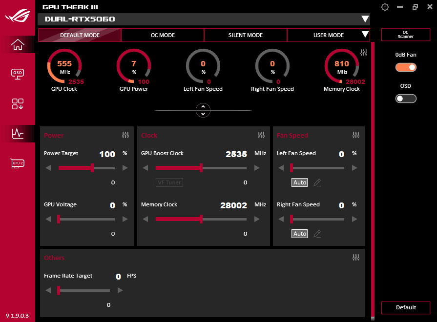 GPU Tweak III; Default mode