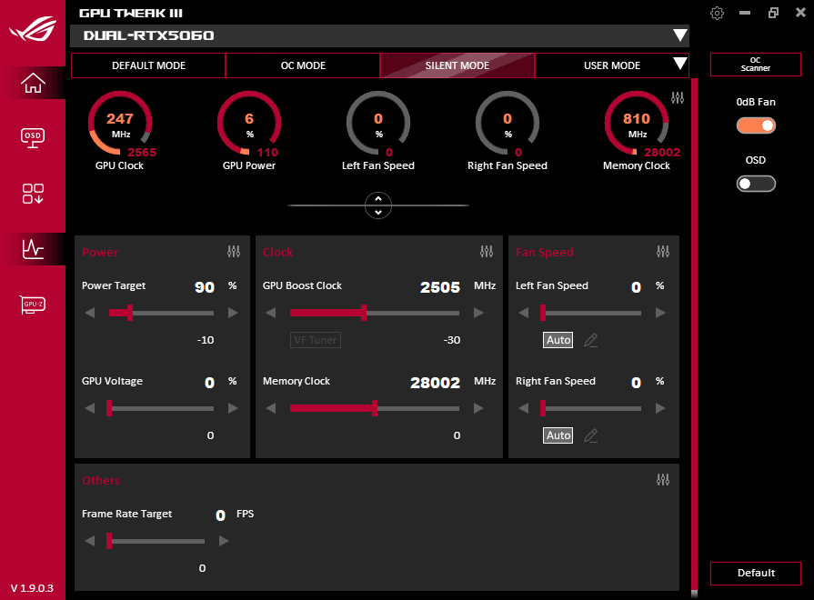 GPU Tweak III; Silent mode