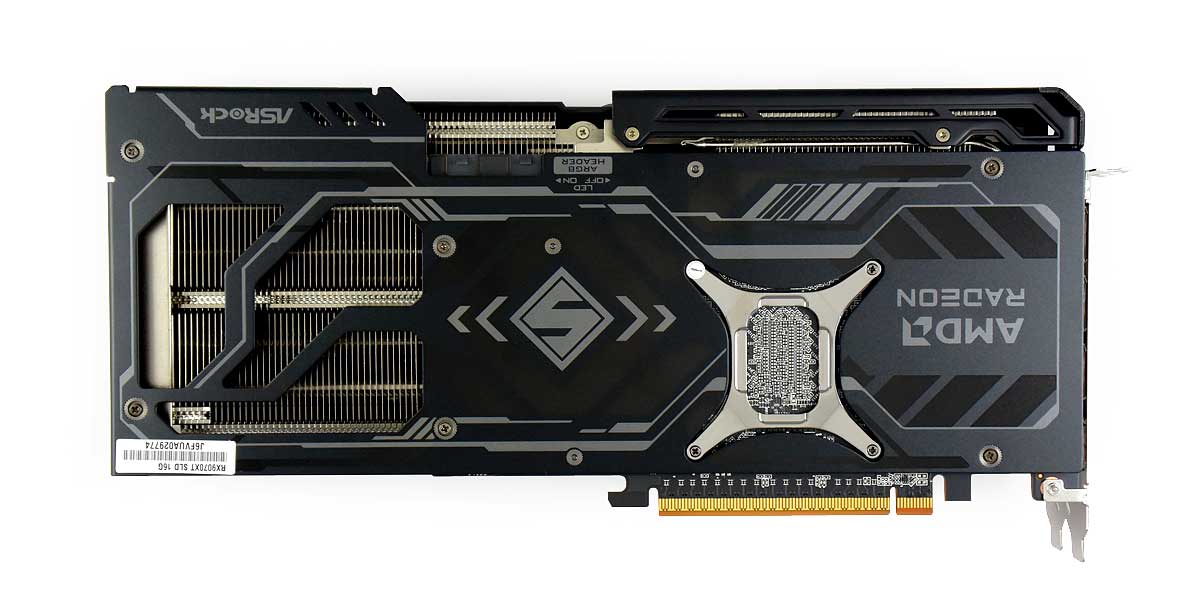 ASRock RX 9070 XT Steel Legend Dark 16G; zadní strana