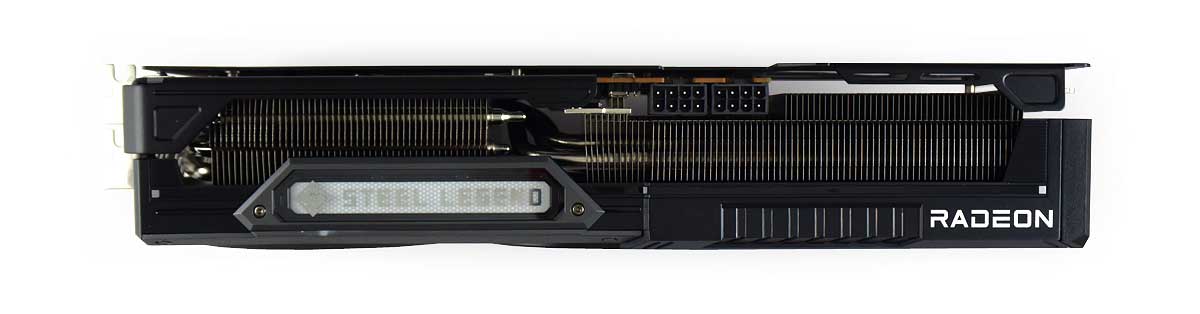 ASRock RX 9070 XT Steel Legend Dark 16G; horní strana