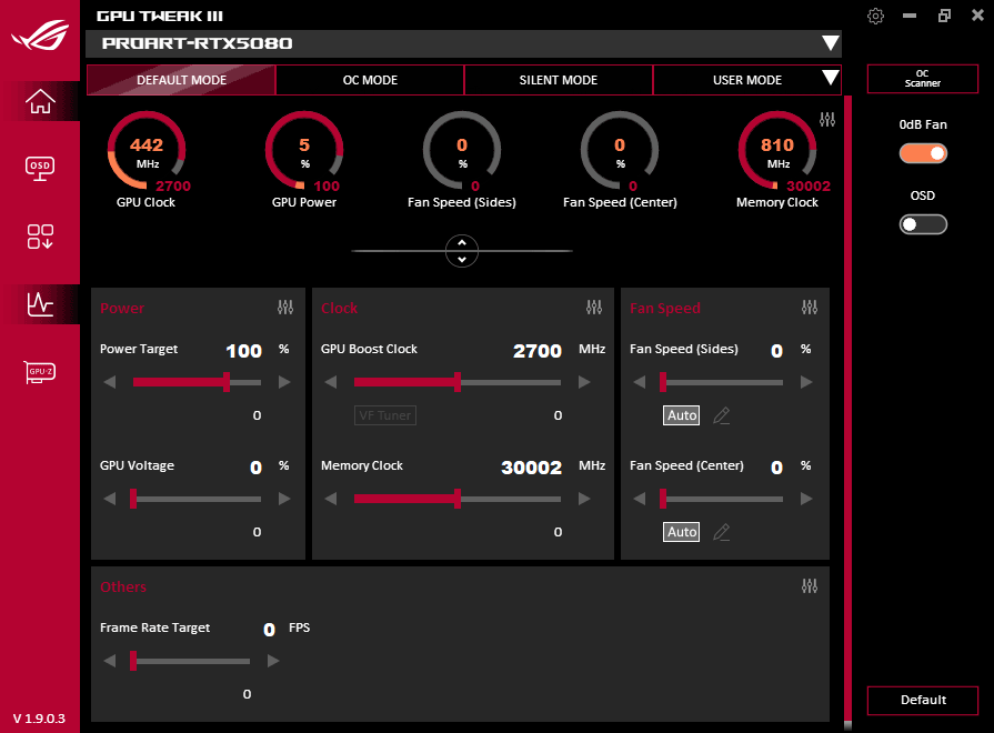 GPU Tweak III; Default mode