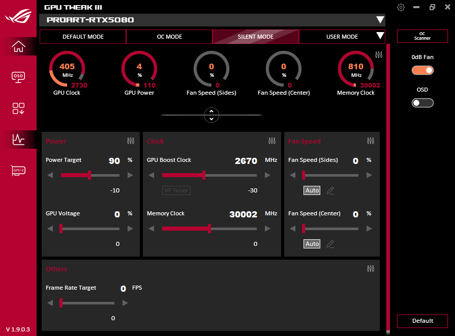 GPU Tweak III; Silent mode