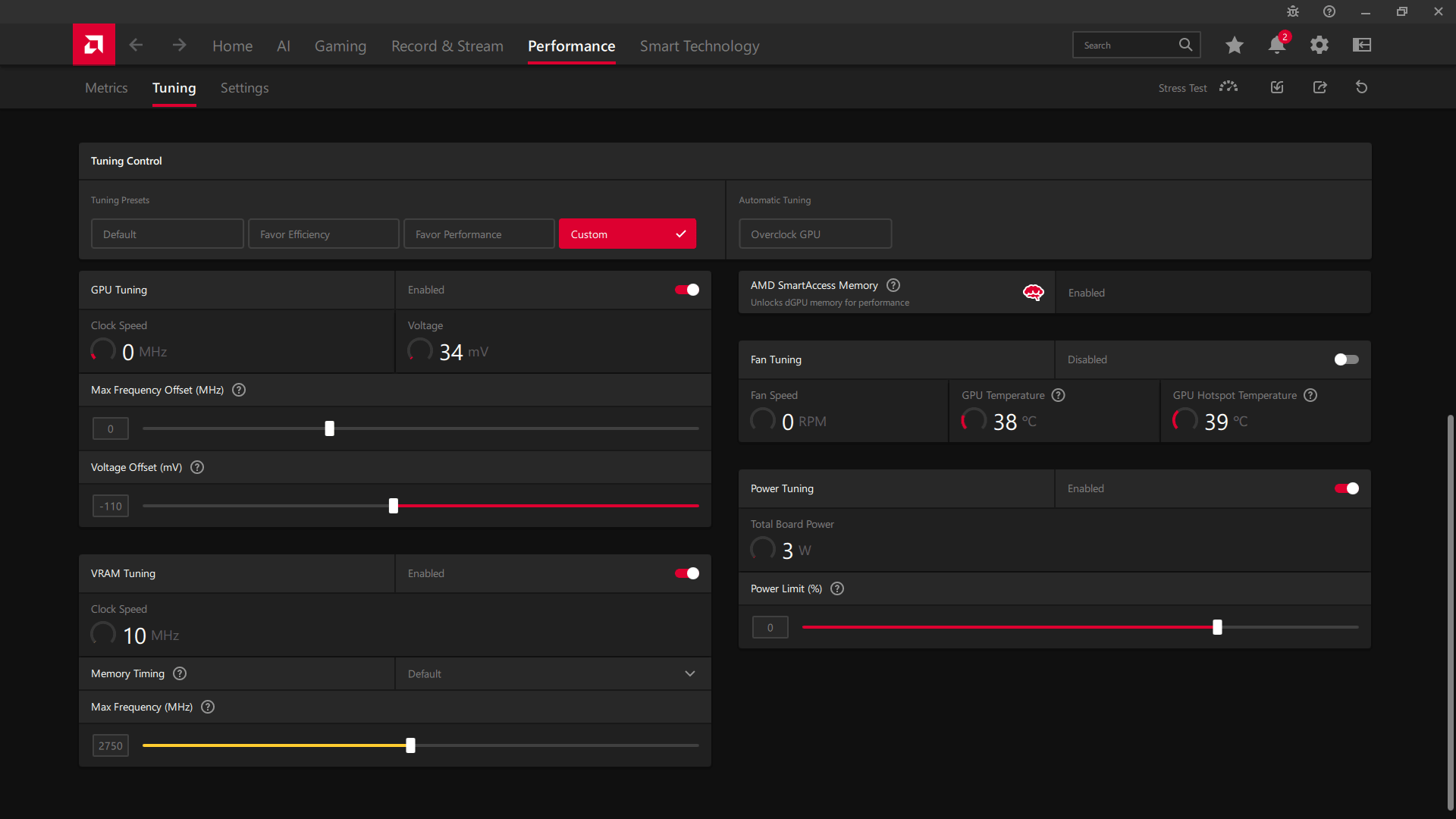 Gigabyte RX 9070 XT GAMING OC ICE 16G; ASAE přetaktování