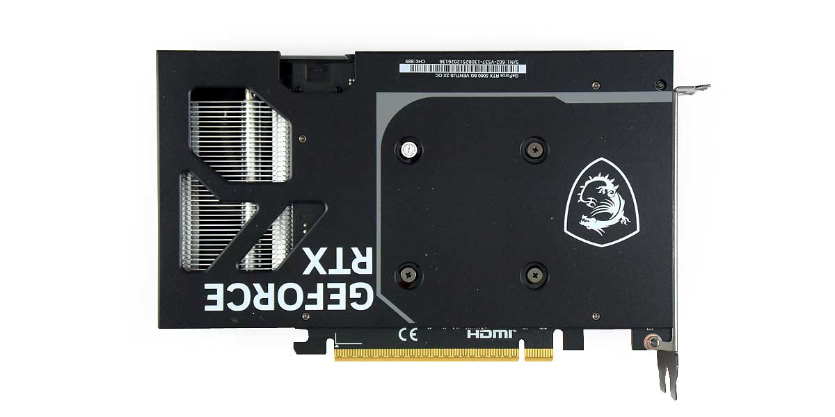 MSI RTX 5060 8G VENTUS 2X OC; zadní strana
