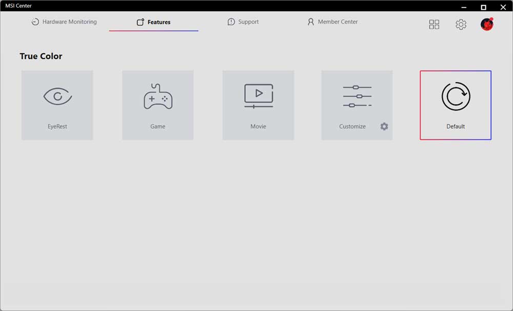 MSI Center; True Color