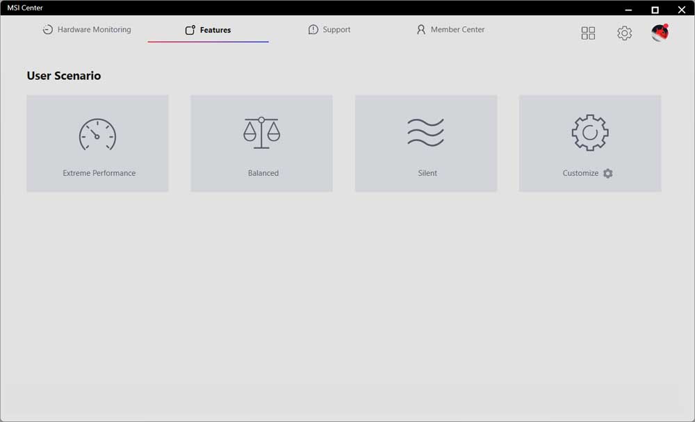 MSI Center; User Scenario