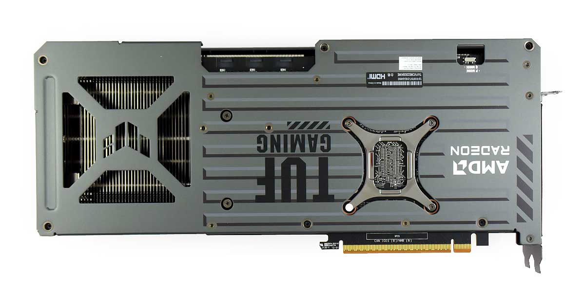 Asus TUF RX 9070 XT O16G Gaming; zadní strana