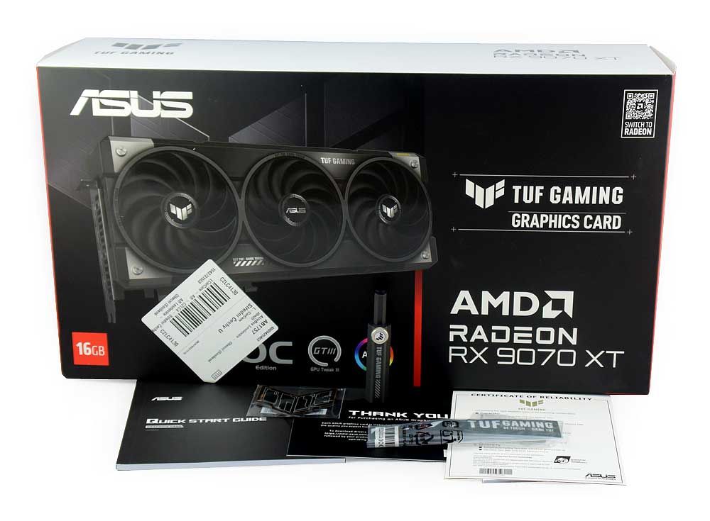 Asus TUF RX 9070 XT O16G Gaming; balení