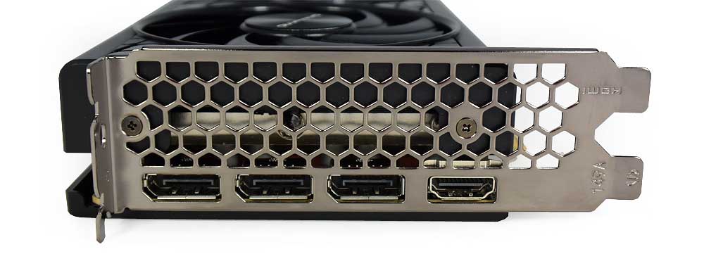 Pro zvětšení klikni Gainward RTX 5060 Ti PYTHON III OC 16G obrazové výstupy