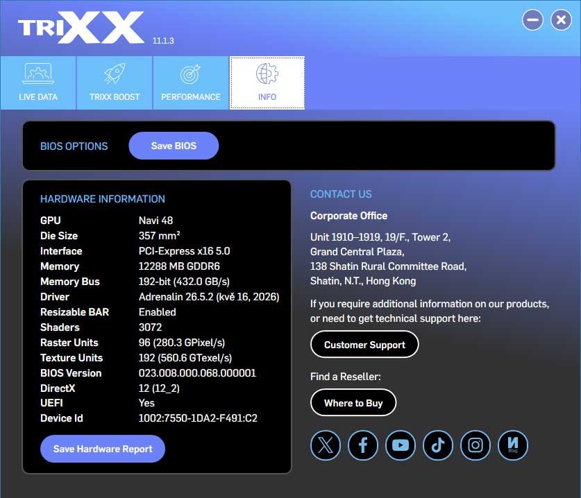 Sapphire TriXX; INFO