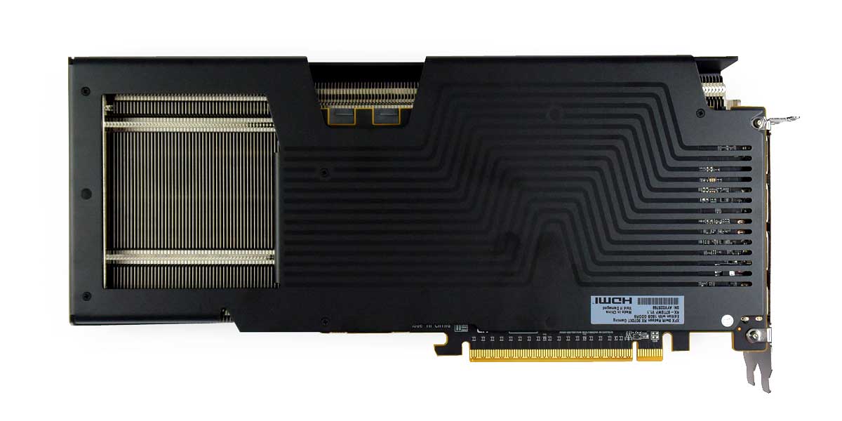 Pro zvětšení klikni XFX Swift RX 9070 XT Triple Fan 16G; zadní strana