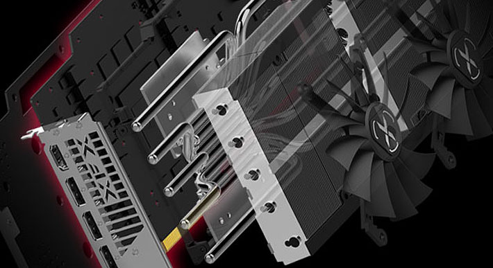 XFX Swift RX 9070 XT Triple Fan 16G; chladič