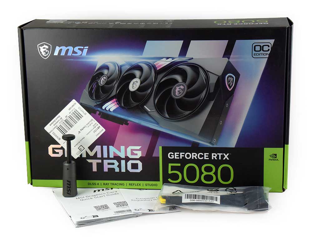 Pro zvětšení klikni MSI RTX 5080 16G GAMING TRIO OC; balení