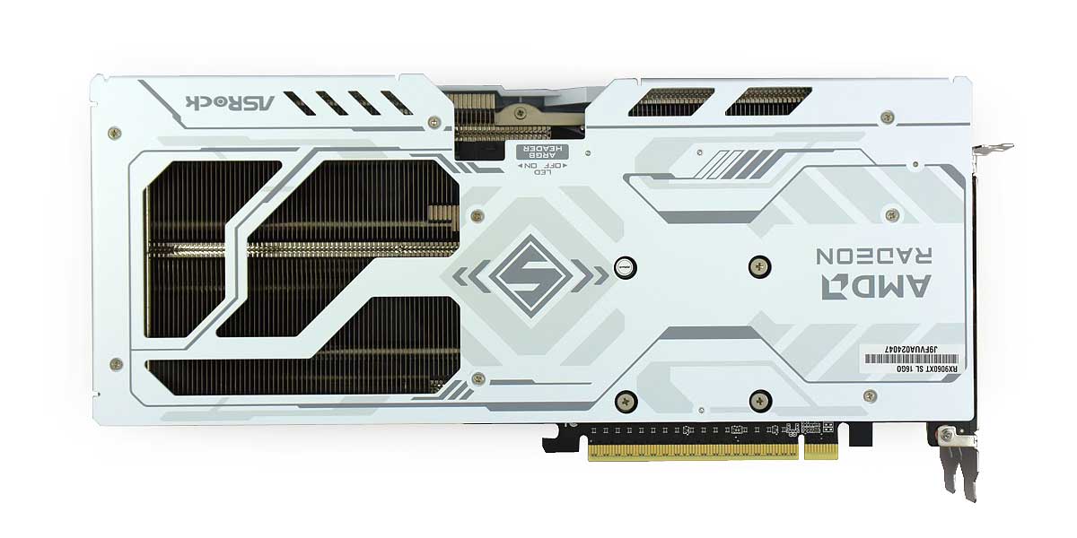 Pro zvětšení klikni ASRock RX 9060 XT Steel Legend OC 16G; zadní strana