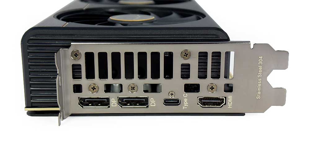 Pro zvětšení klikni Asus ProArt RTX 5070 Ti O16G obrazové výstupy