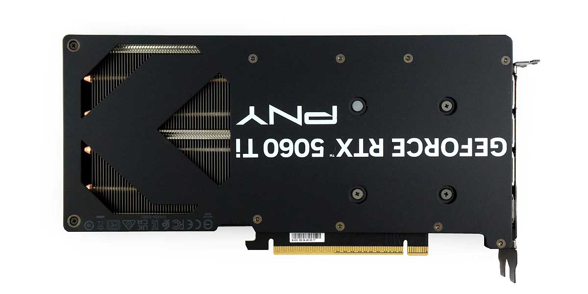 Pro zvětšení klikni PNY RTX 5060 Ti 16G OC Dual Fan; zadní strana