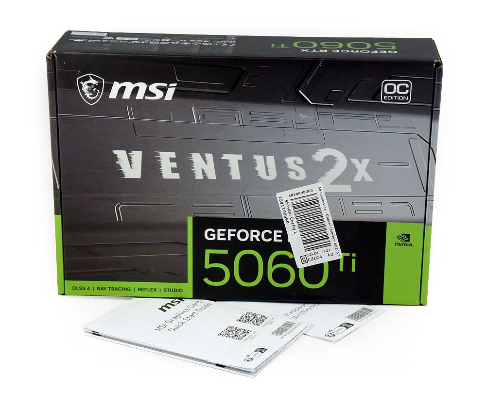 Pro zvětšení klikni MSI RTX 5060 Ti 16G VENTUS 2X OC PLUS; balení