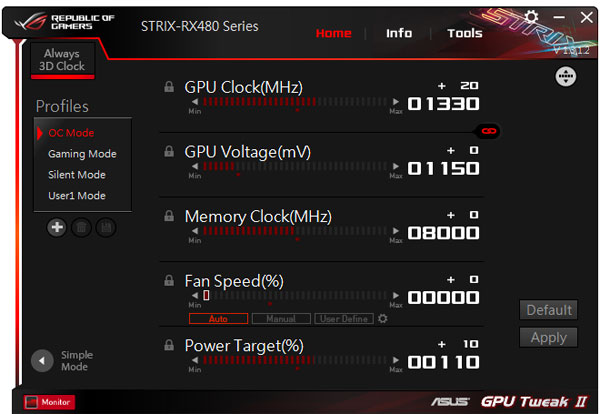 GPU Tweak II prof mode